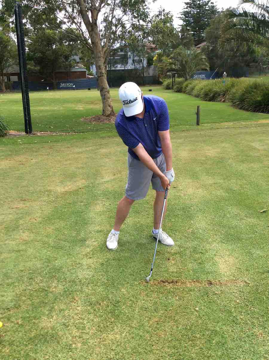 Matt swinging golf club - Matt is a student of PGA Pro Ian Passwell at Pittwater Golf Centre in Sydney