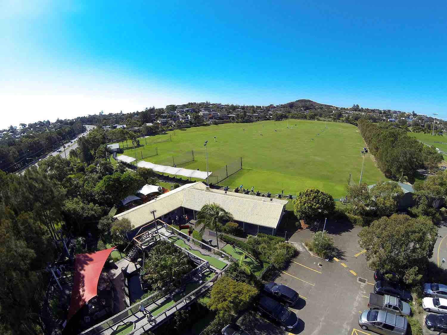 Aerial shot of Pittwater Golf Centre in Sydney Northern Beaches